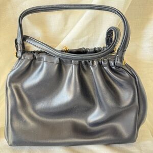 Elegant “Kelly Bag” Black Leather